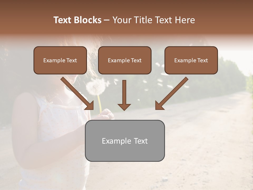 A Little Girl Blowing A Dandelion On A Dirt Road PowerPoint Template