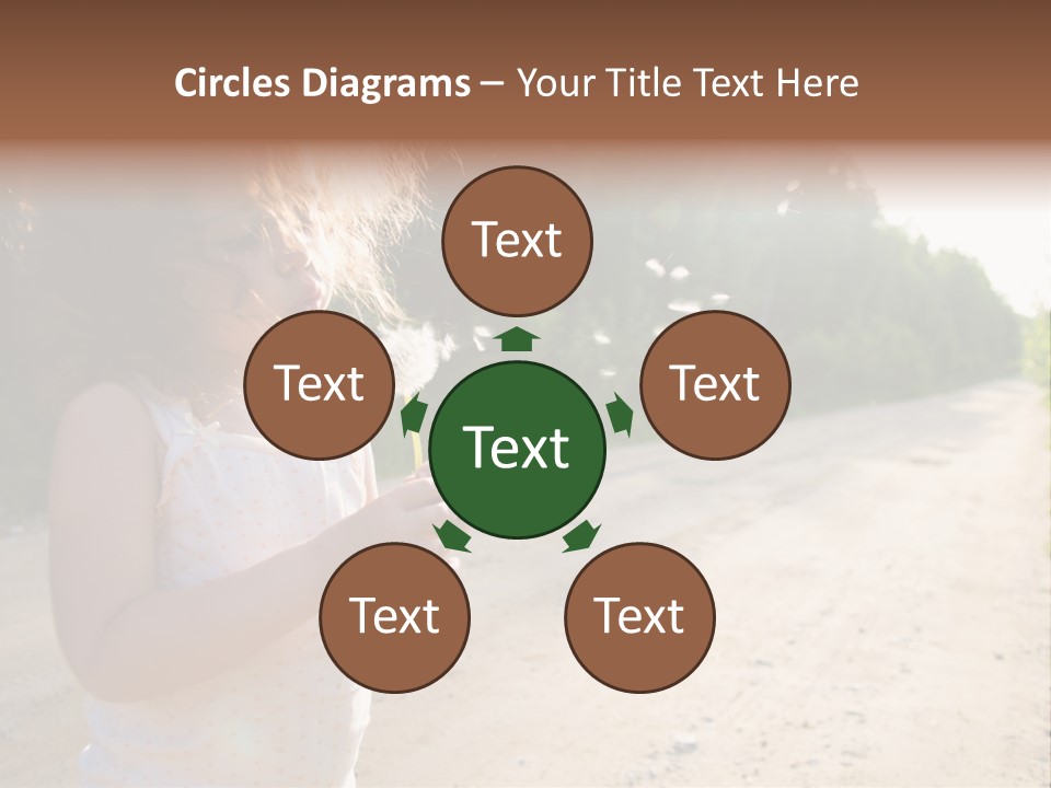 A Little Girl Blowing A Dandelion On A Dirt Road PowerPoint Template