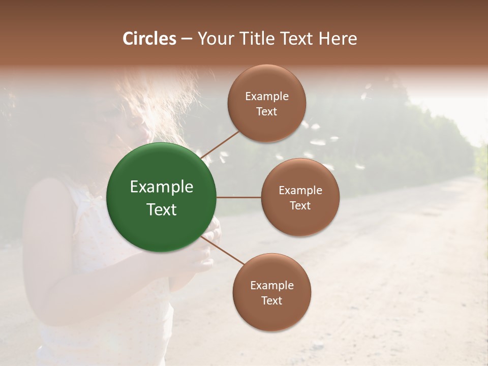 A Little Girl Blowing A Dandelion On A Dirt Road PowerPoint Template