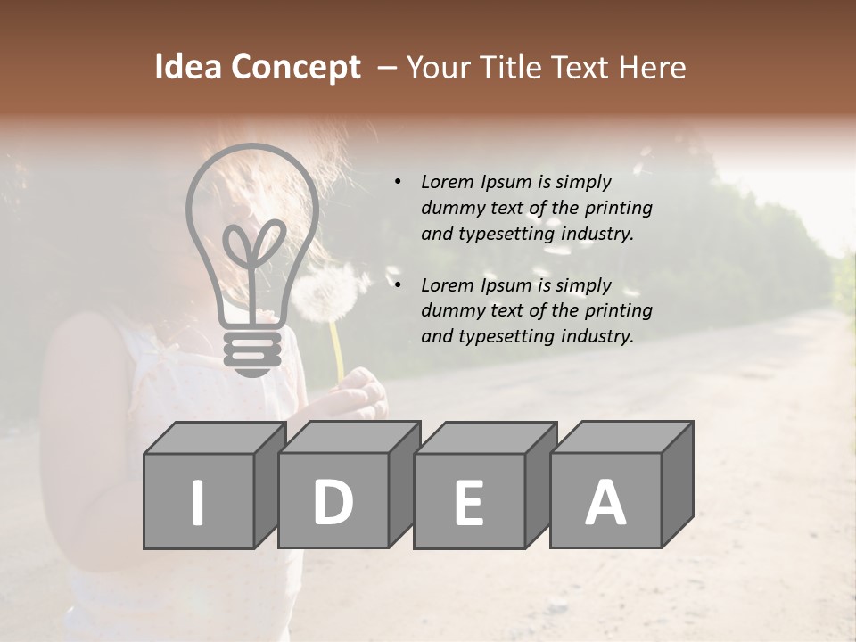 A Little Girl Blowing A Dandelion On A Dirt Road PowerPoint Template