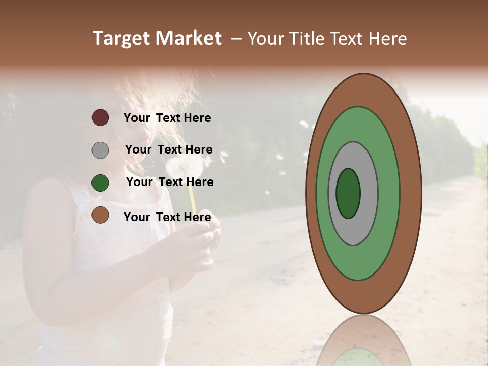 A Little Girl Blowing A Dandelion On A Dirt Road PowerPoint Template