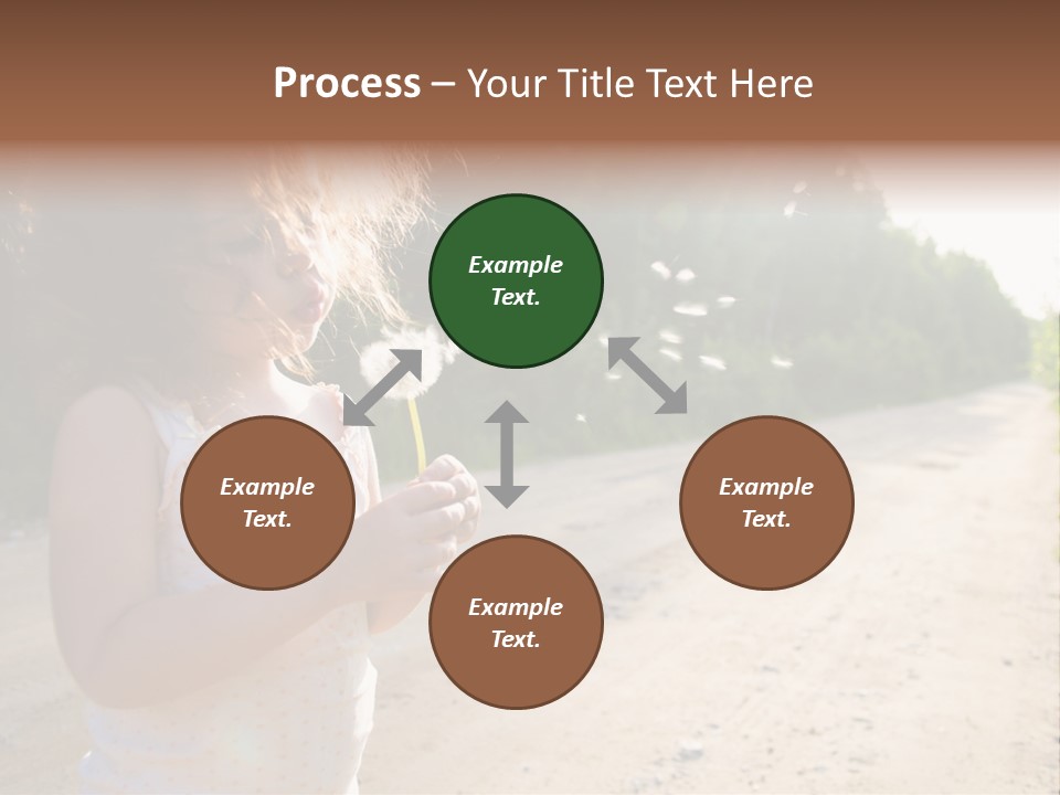 A Little Girl Blowing A Dandelion On A Dirt Road PowerPoint Template