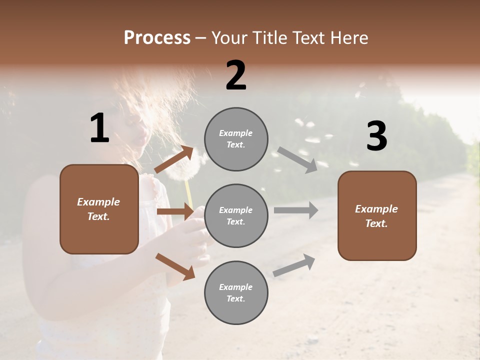 A Little Girl Blowing A Dandelion On A Dirt Road PowerPoint Template