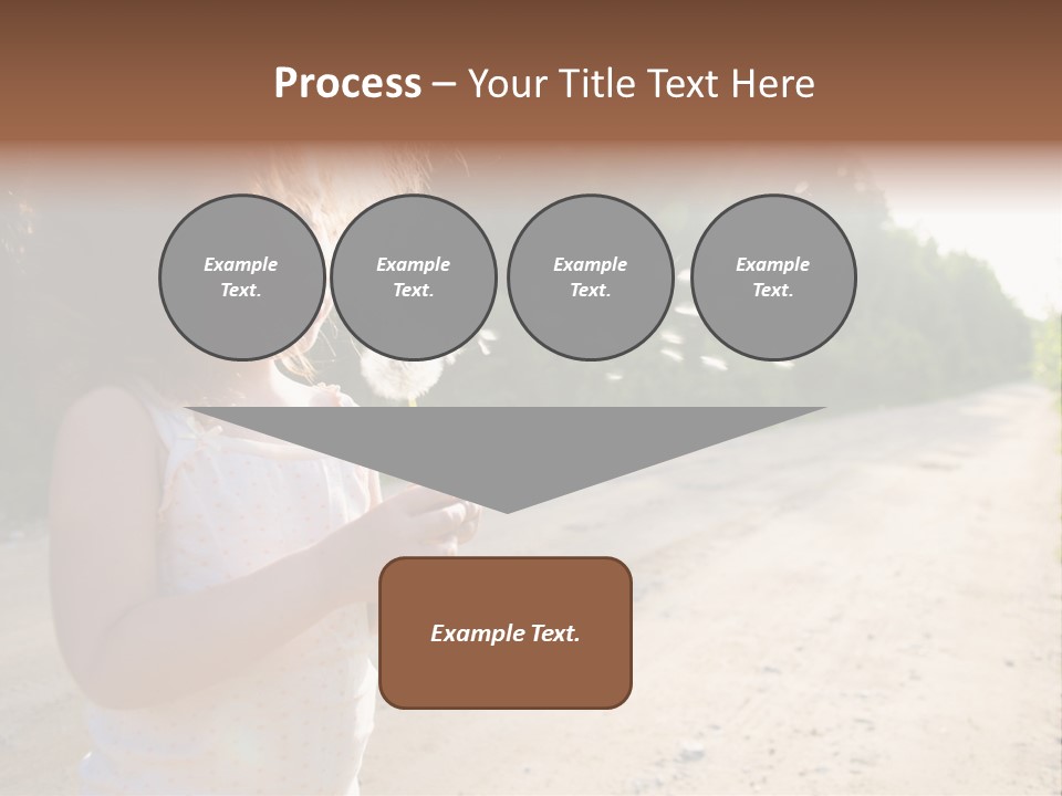 A Little Girl Blowing A Dandelion On A Dirt Road PowerPoint Template