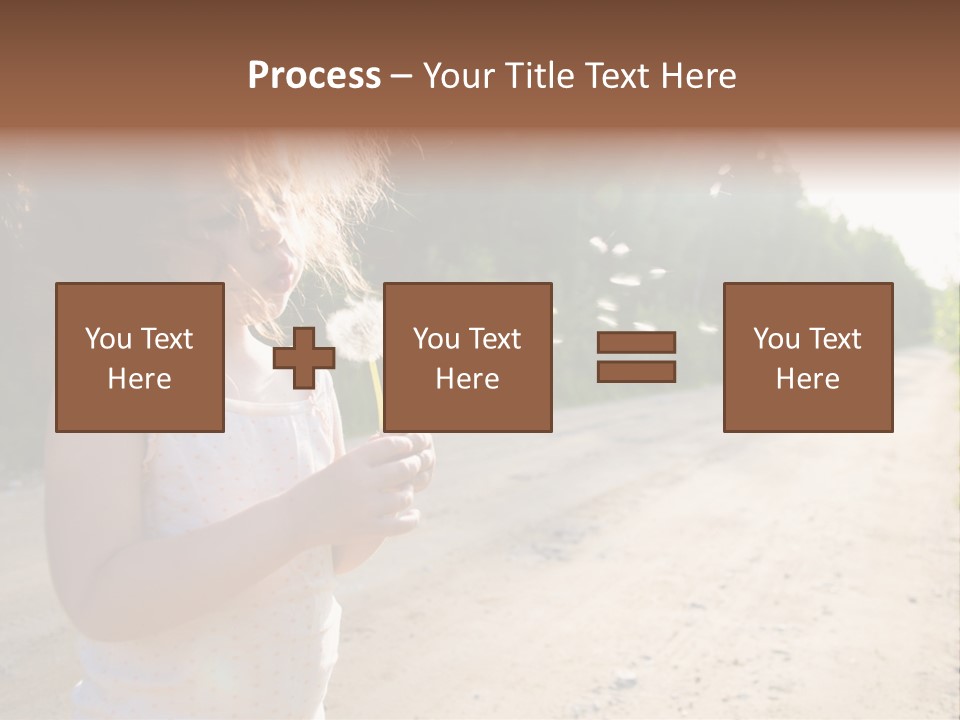 A Little Girl Blowing A Dandelion On A Dirt Road PowerPoint Template