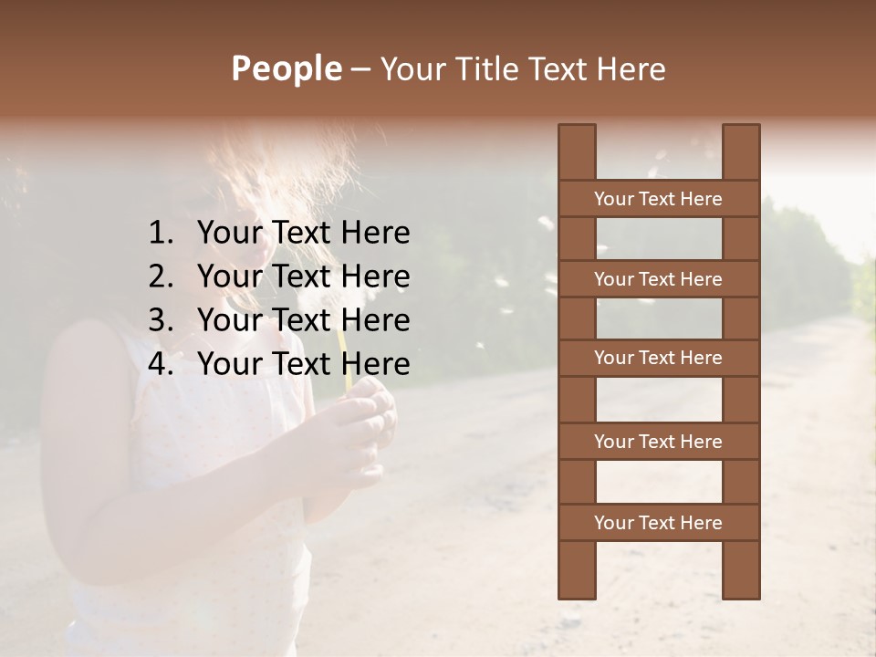 A Little Girl Blowing A Dandelion On A Dirt Road PowerPoint Template