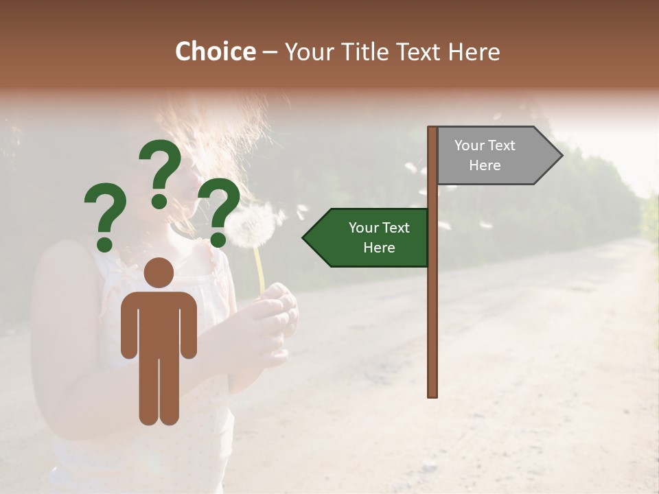 A Little Girl Blowing A Dandelion On A Dirt Road PowerPoint Template