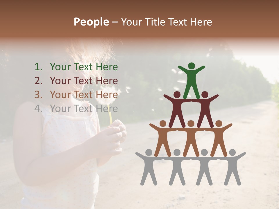 A Little Girl Blowing A Dandelion On A Dirt Road PowerPoint Template