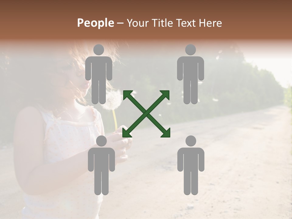 A Little Girl Blowing A Dandelion On A Dirt Road PowerPoint Template