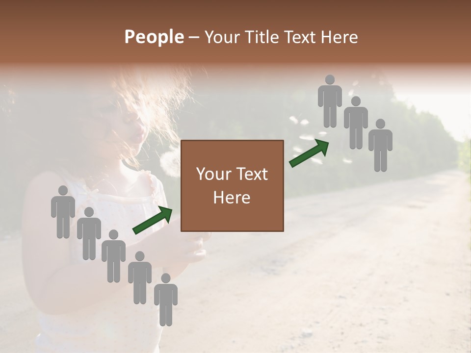 A Little Girl Blowing A Dandelion On A Dirt Road PowerPoint Template