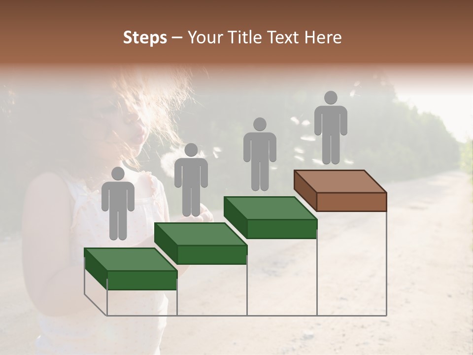 A Little Girl Blowing A Dandelion On A Dirt Road PowerPoint Template