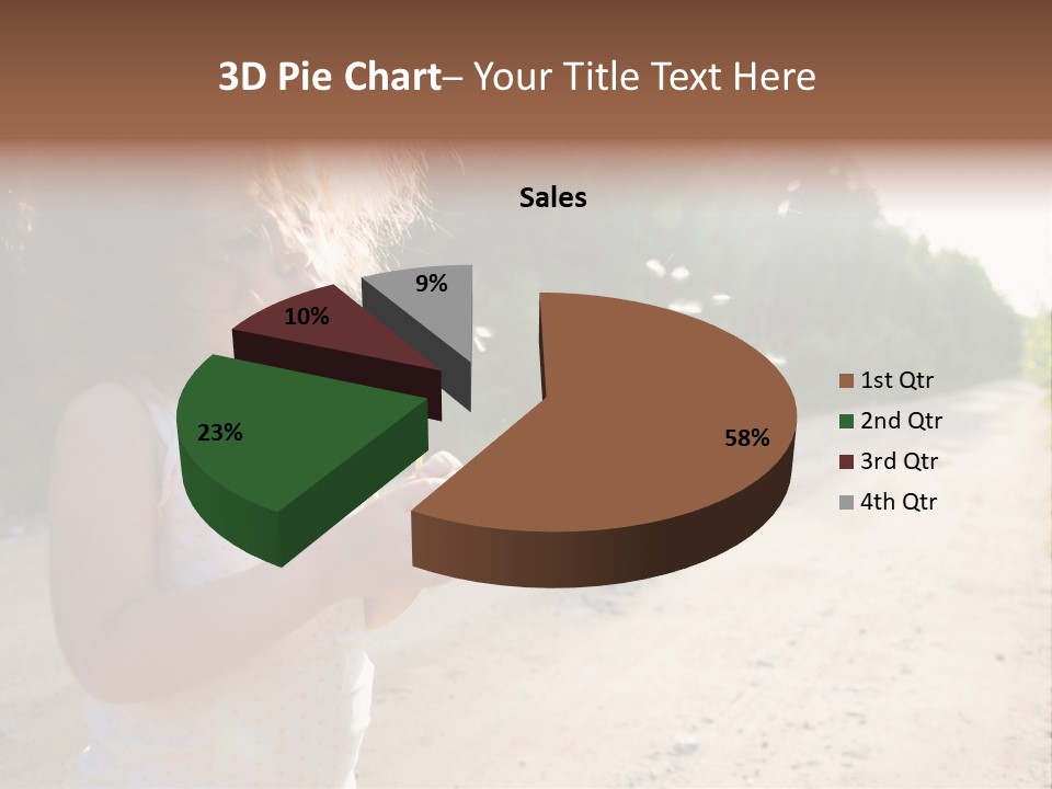 A Little Girl Blowing A Dandelion On A Dirt Road PowerPoint Template