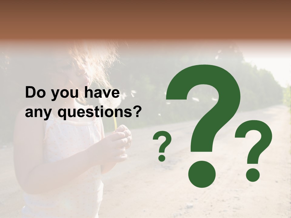 A Little Girl Blowing A Dandelion On A Dirt Road PowerPoint Template