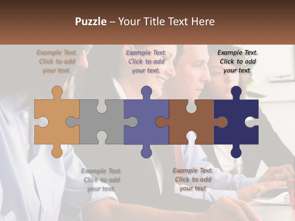 A Group Of People Sitting At A Table Working On A Computer PowerPoint Template