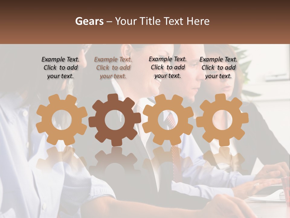 A Group Of People Sitting At A Table Working On A Computer PowerPoint Template