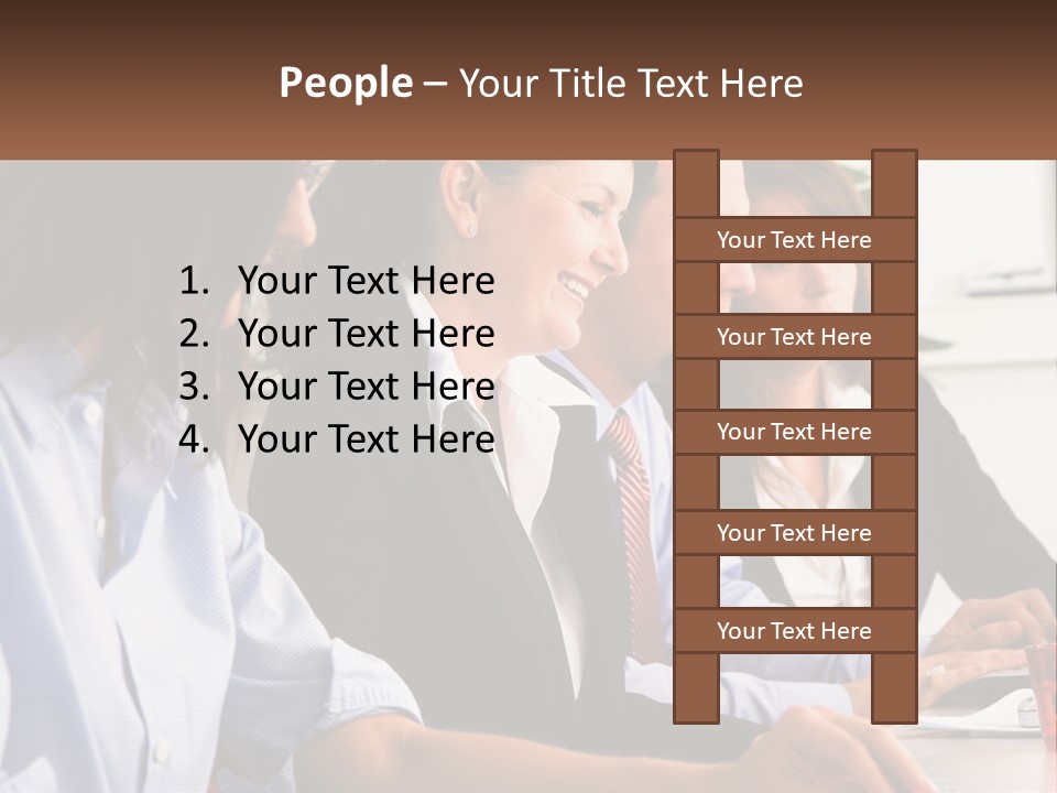A Group Of People Sitting At A Table Working On A Computer PowerPoint Template