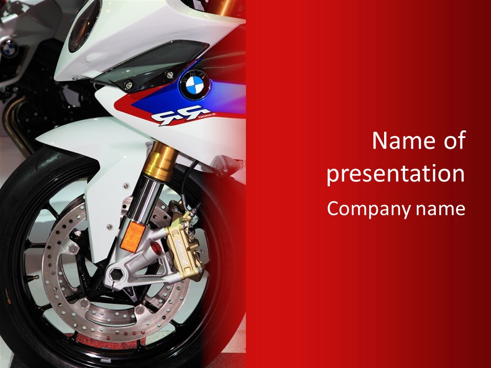 A Motorcycle Is Shown With A Red Background PowerPoint Template