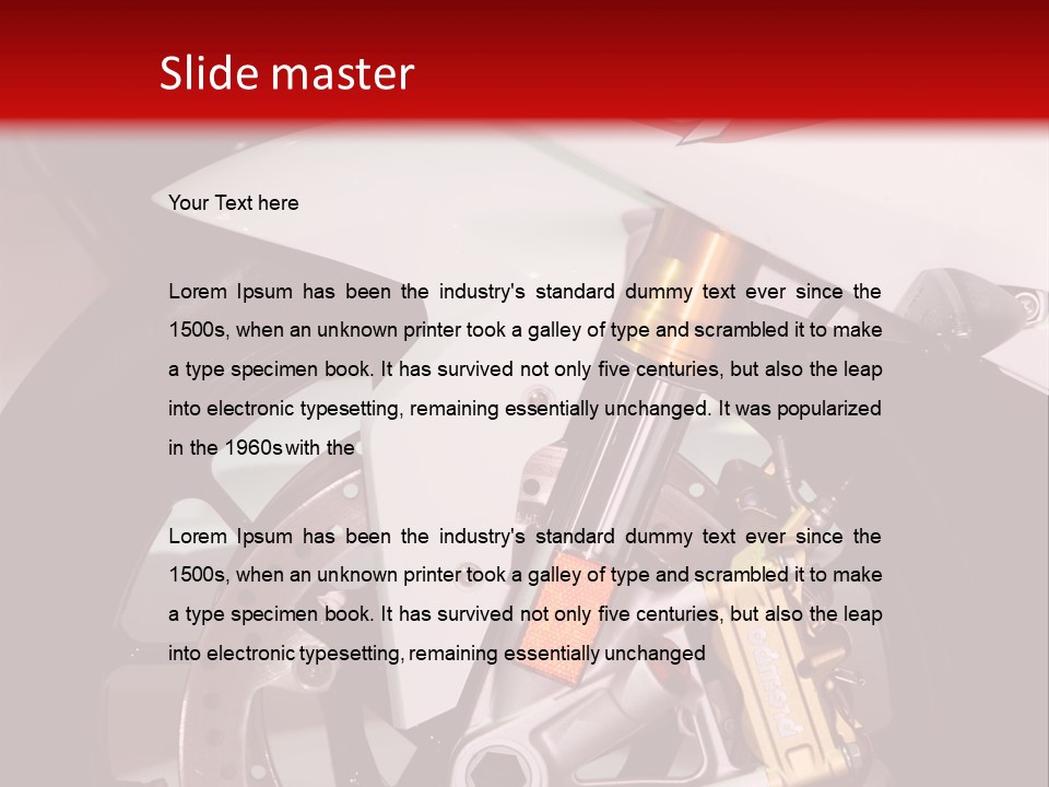 A Motorcycle Is Shown With A Red Background PowerPoint Template