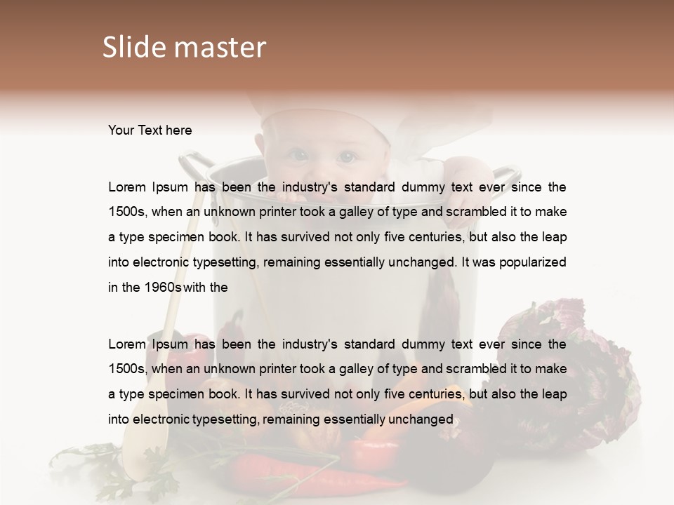 A Baby In A Pot With A Chef's Hat On PowerPoint Template