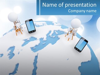 A Group Of Cell Phones Sitting On Top Of A Globe PowerPoint Template