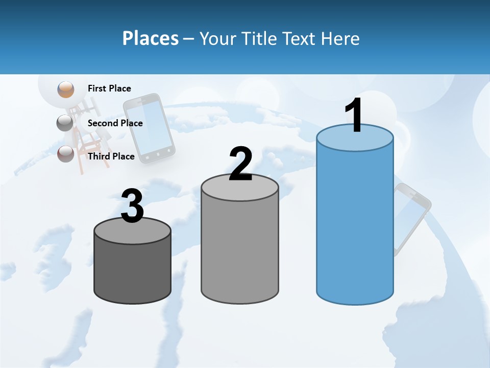 A Group Of Cell Phones Sitting On Top Of A Globe PowerPoint Template