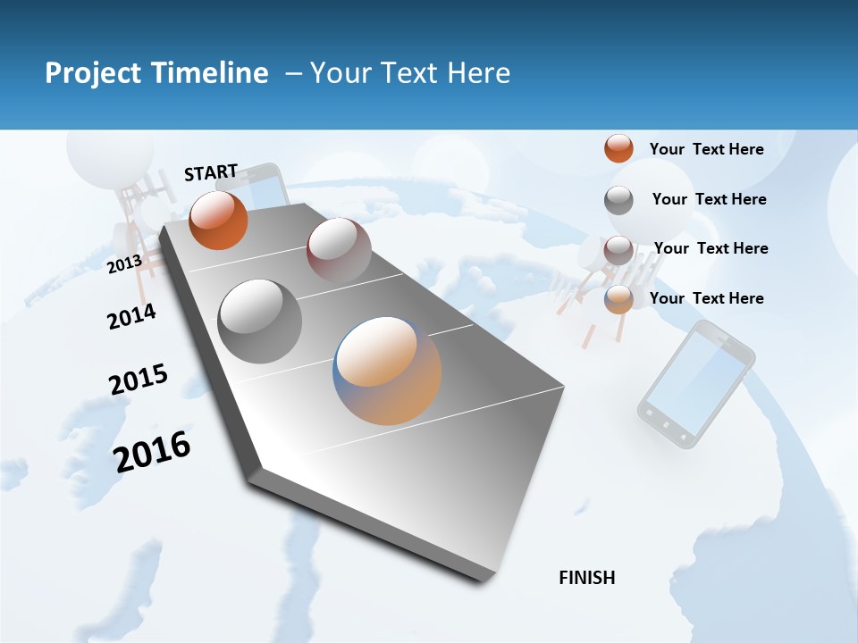 A Group Of Cell Phones Sitting On Top Of A Globe PowerPoint Template