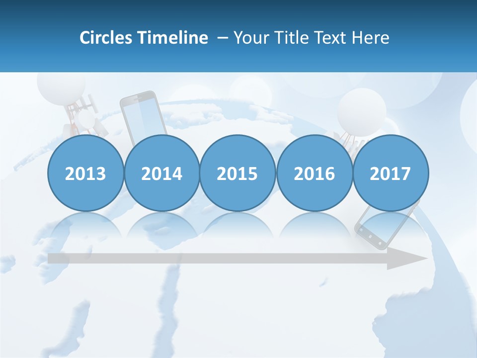 A Group Of Cell Phones Sitting On Top Of A Globe PowerPoint Template