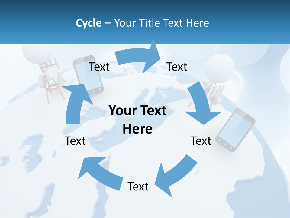 A Group Of Cell Phones Sitting On Top Of A Globe PowerPoint Template
