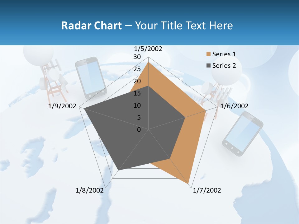 A Group Of Cell Phones Sitting On Top Of A Globe PowerPoint Template