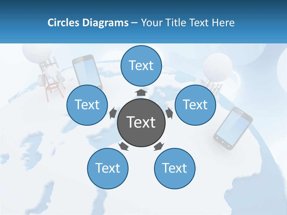 A Group Of Cell Phones Sitting On Top Of A Globe PowerPoint Template
