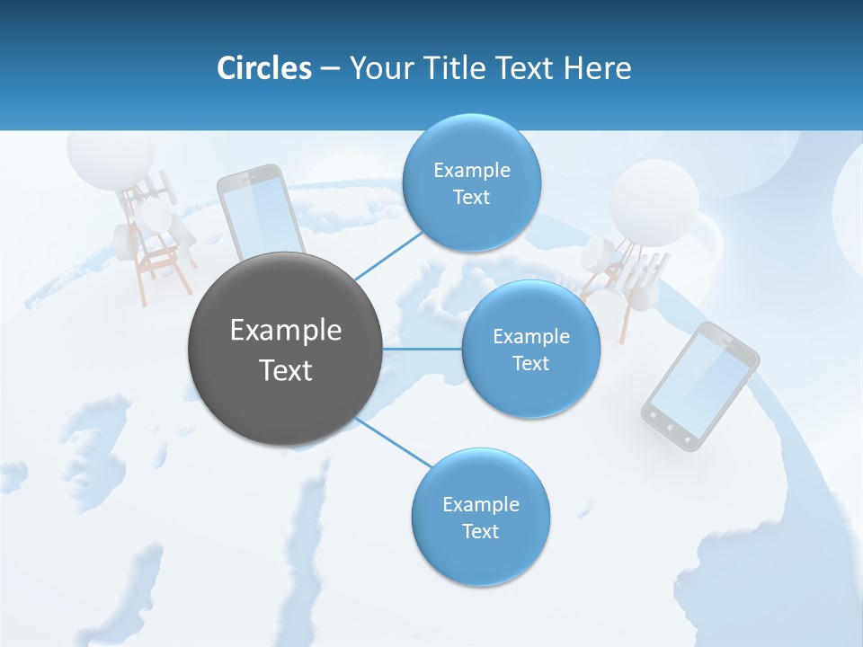 A Group Of Cell Phones Sitting On Top Of A Globe PowerPoint Template