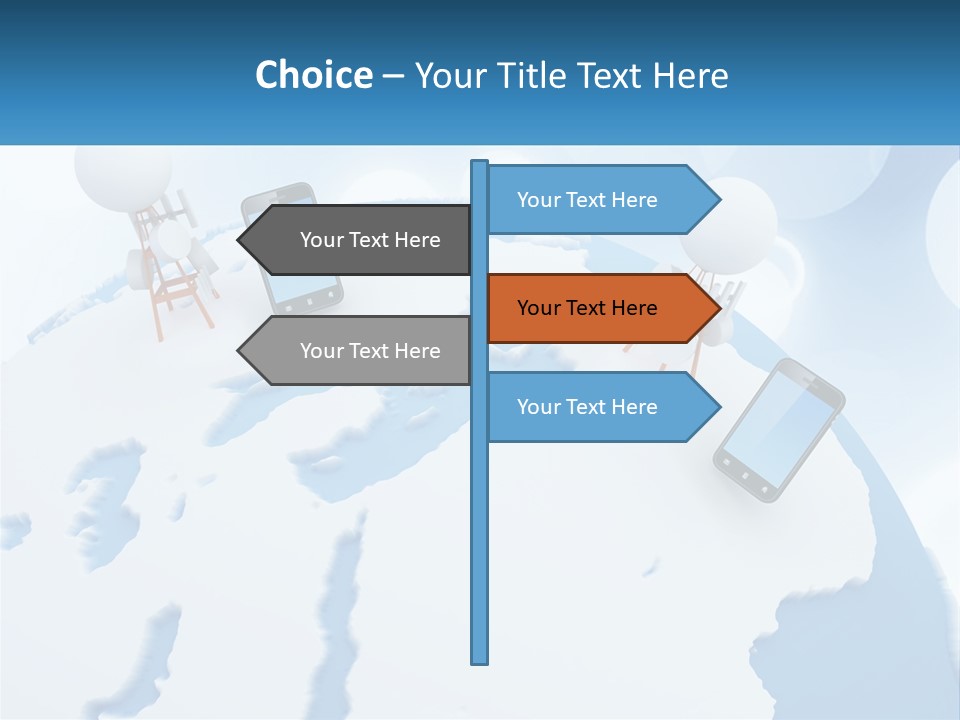 A Group Of Cell Phones Sitting On Top Of A Globe PowerPoint Template