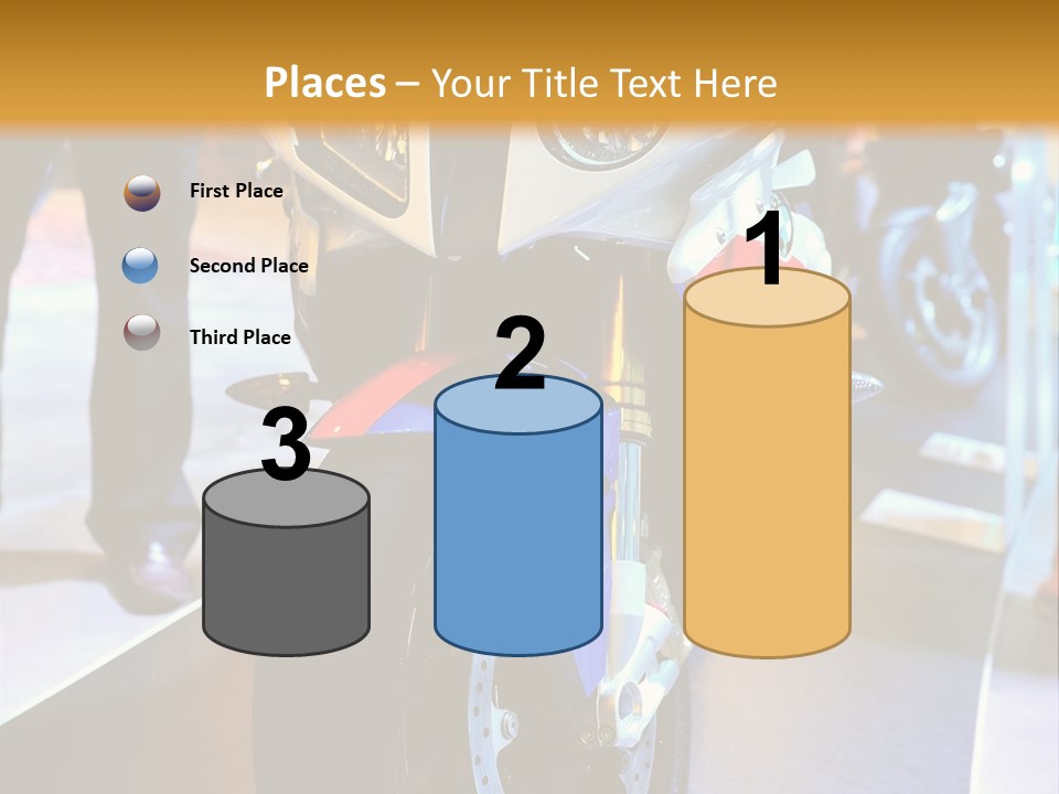A Motorcycle Is On Display In A Showroom PowerPoint Template