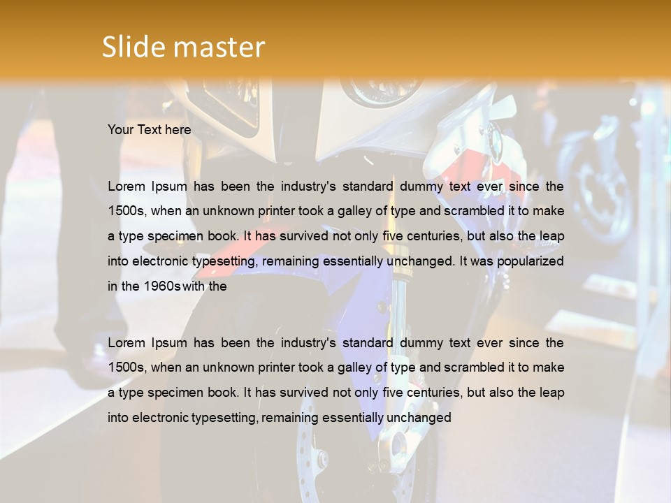 A Motorcycle Is On Display In A Showroom PowerPoint Template