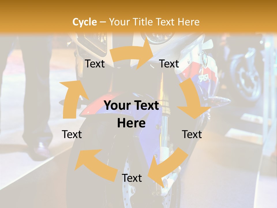 A Motorcycle Is On Display In A Showroom PowerPoint Template