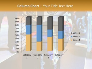 A Motorcycle Is On Display In A Showroom PowerPoint Template