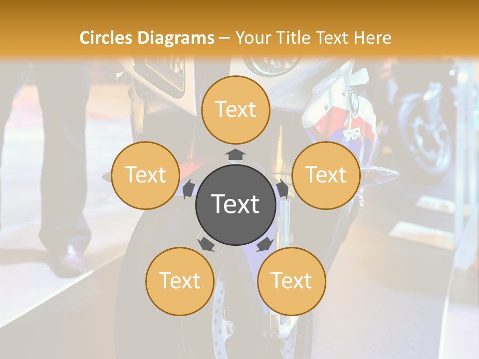 A Motorcycle Is On Display In A Showroom PowerPoint Template