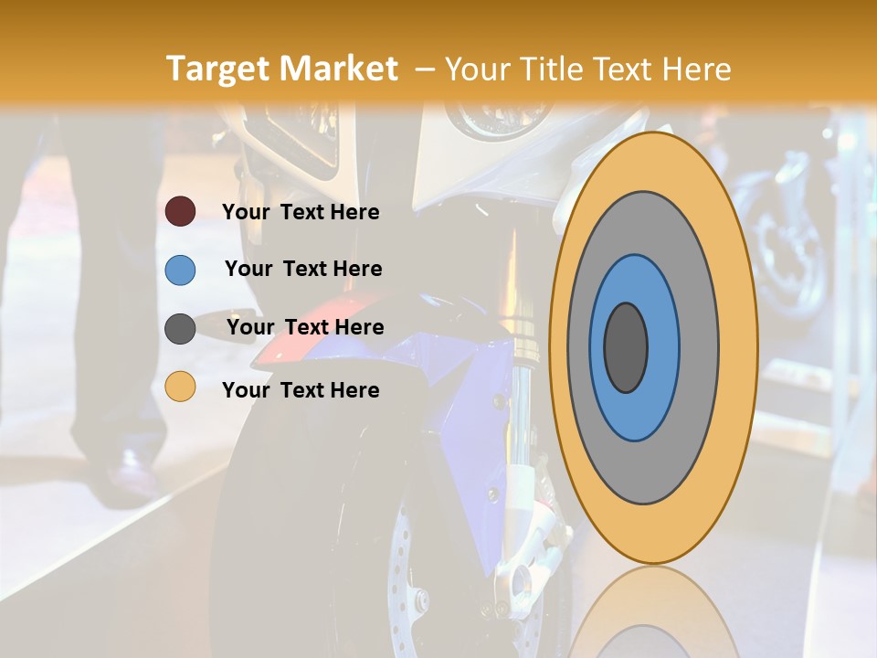 A Motorcycle Is On Display In A Showroom PowerPoint Template