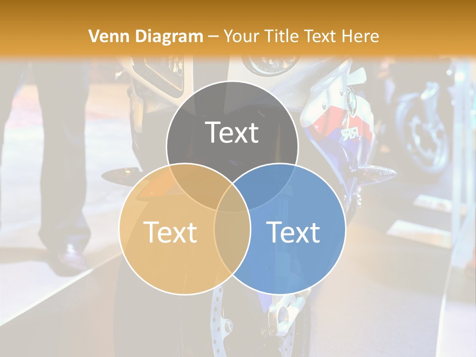 A Motorcycle Is On Display In A Showroom PowerPoint Template
