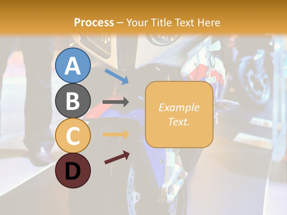 A Motorcycle Is On Display In A Showroom PowerPoint Template