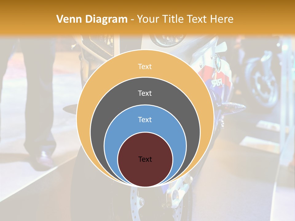 A Motorcycle Is On Display In A Showroom PowerPoint Template