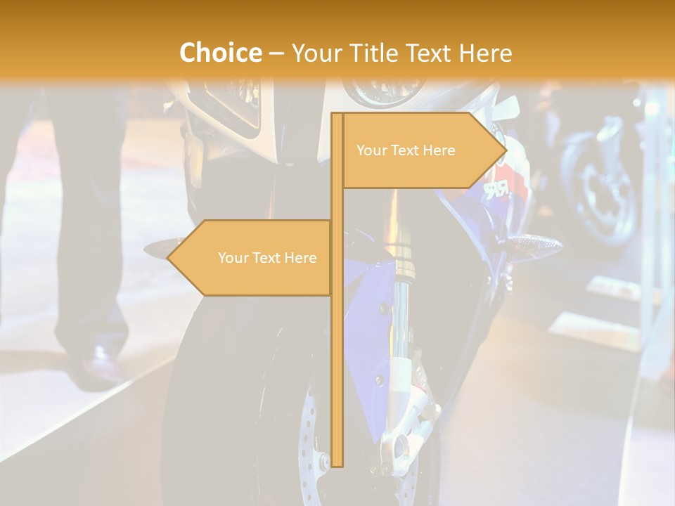 A Motorcycle Is On Display In A Showroom PowerPoint Template