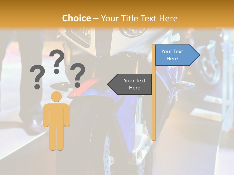 A Motorcycle Is On Display In A Showroom PowerPoint Template