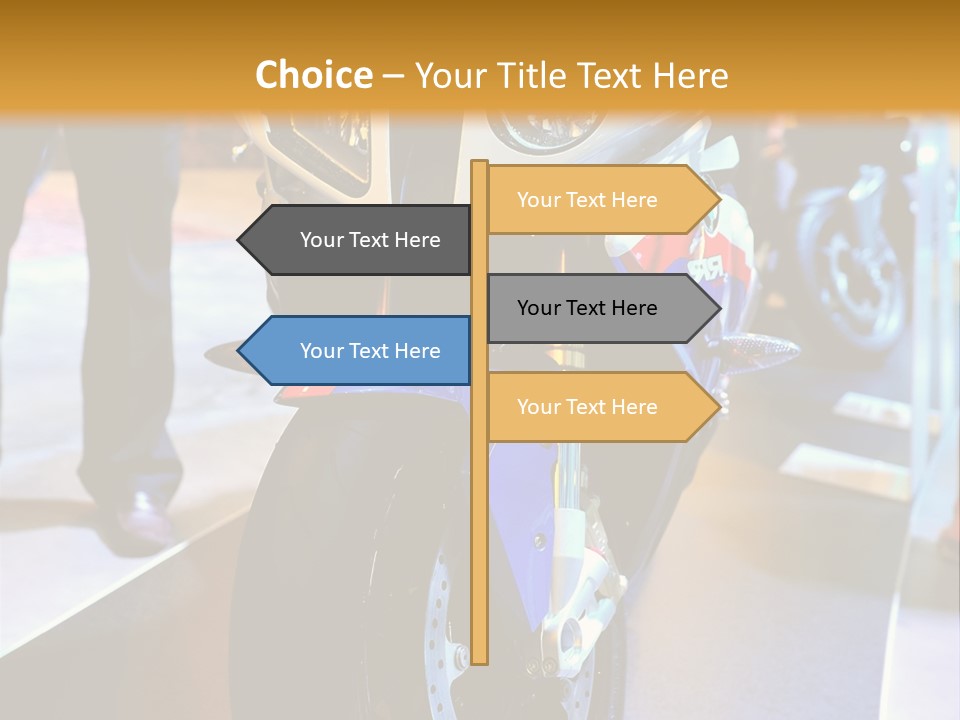 A Motorcycle Is On Display In A Showroom PowerPoint Template