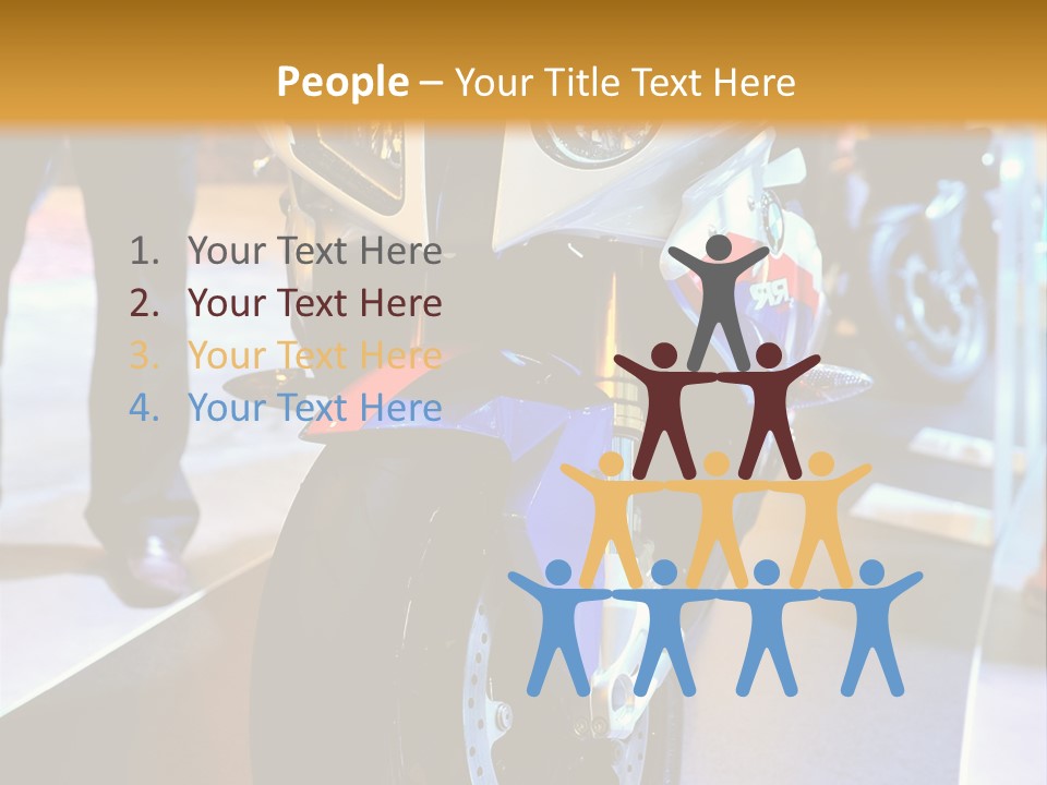 A Motorcycle Is On Display In A Showroom PowerPoint Template