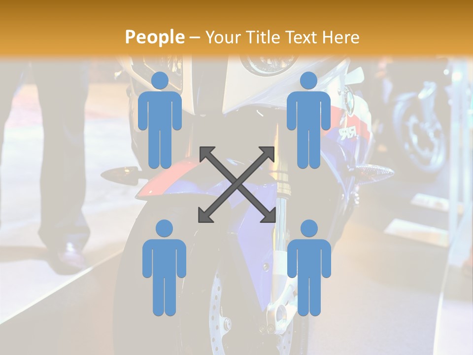 A Motorcycle Is On Display In A Showroom PowerPoint Template