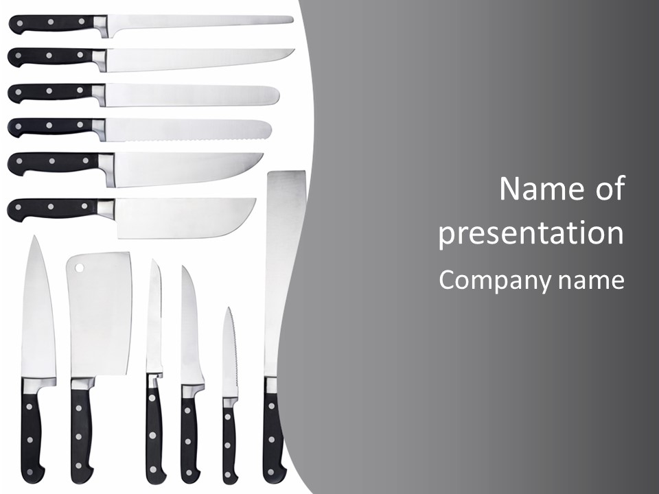 A Group Of Knives And Knives On A White Background PowerPoint Template