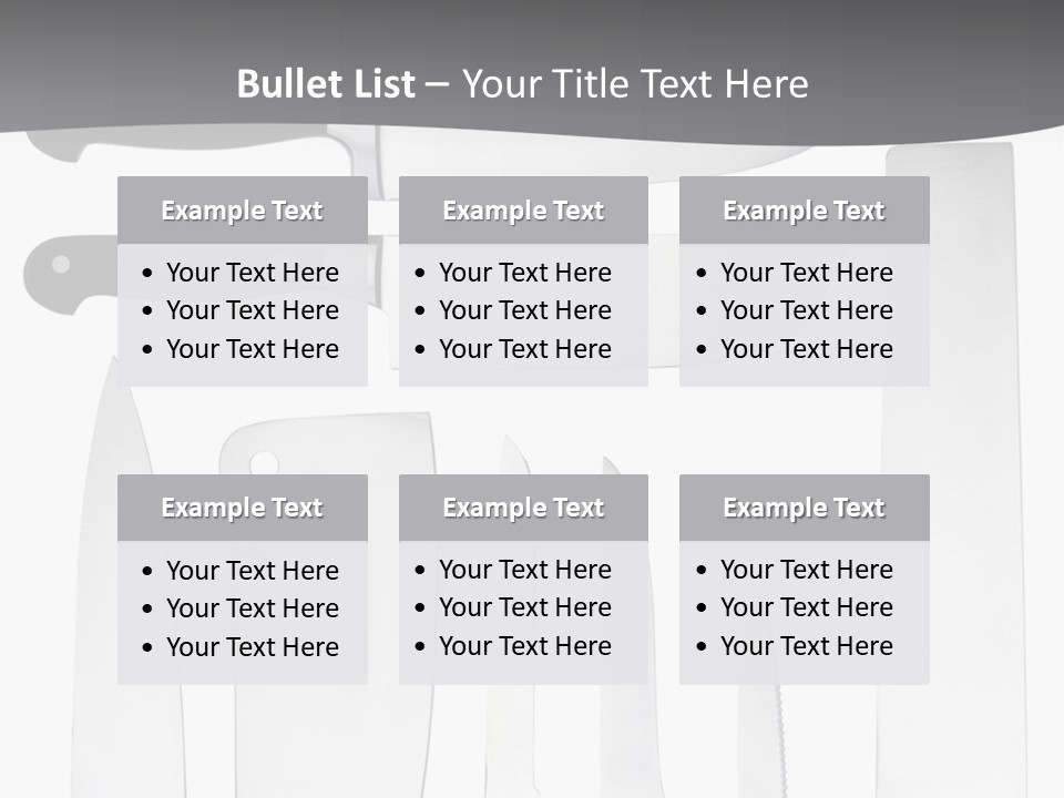 A Group Of Knives And Knives On A White Background PowerPoint Template