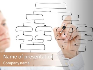 A Man Writing On A White Board With A Marker PowerPoint Template