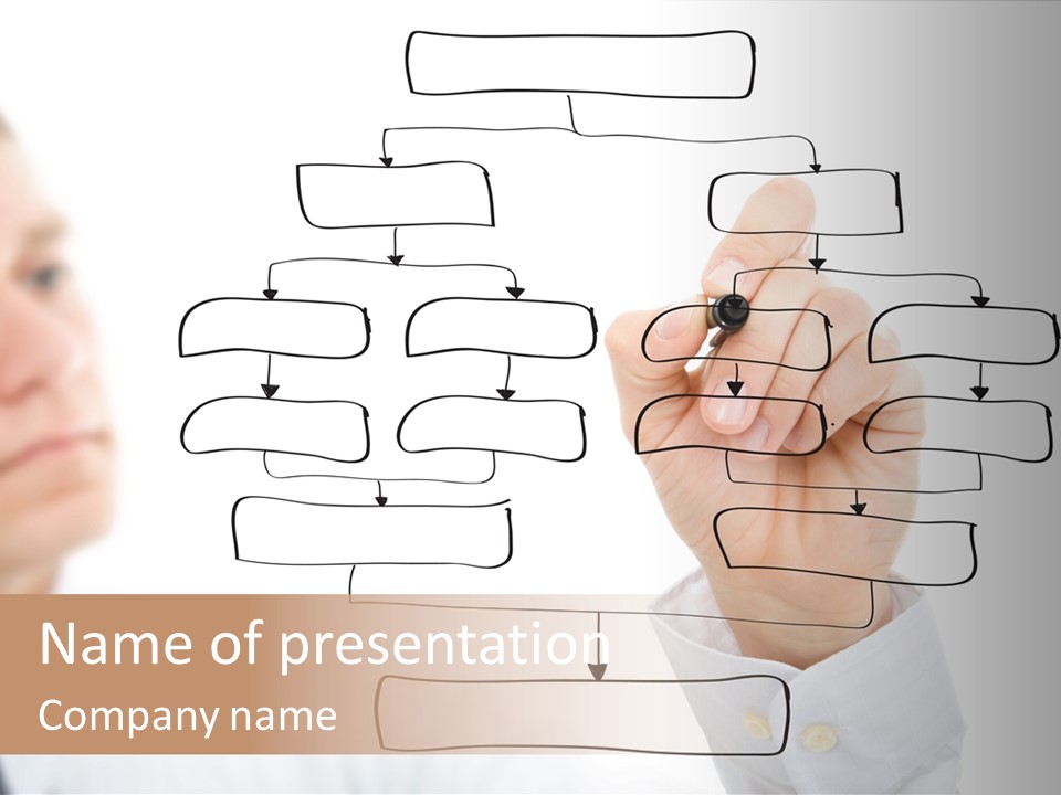 A Man Writing On A White Board With A Marker PowerPoint Template